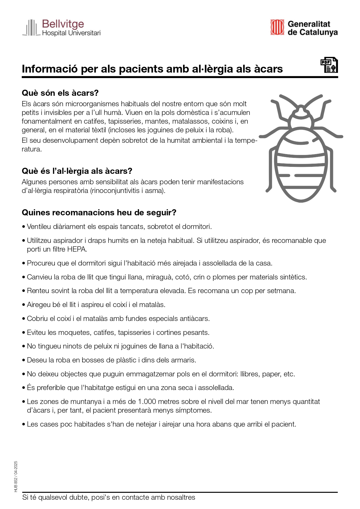 full informatiu al·lèrgia àcars