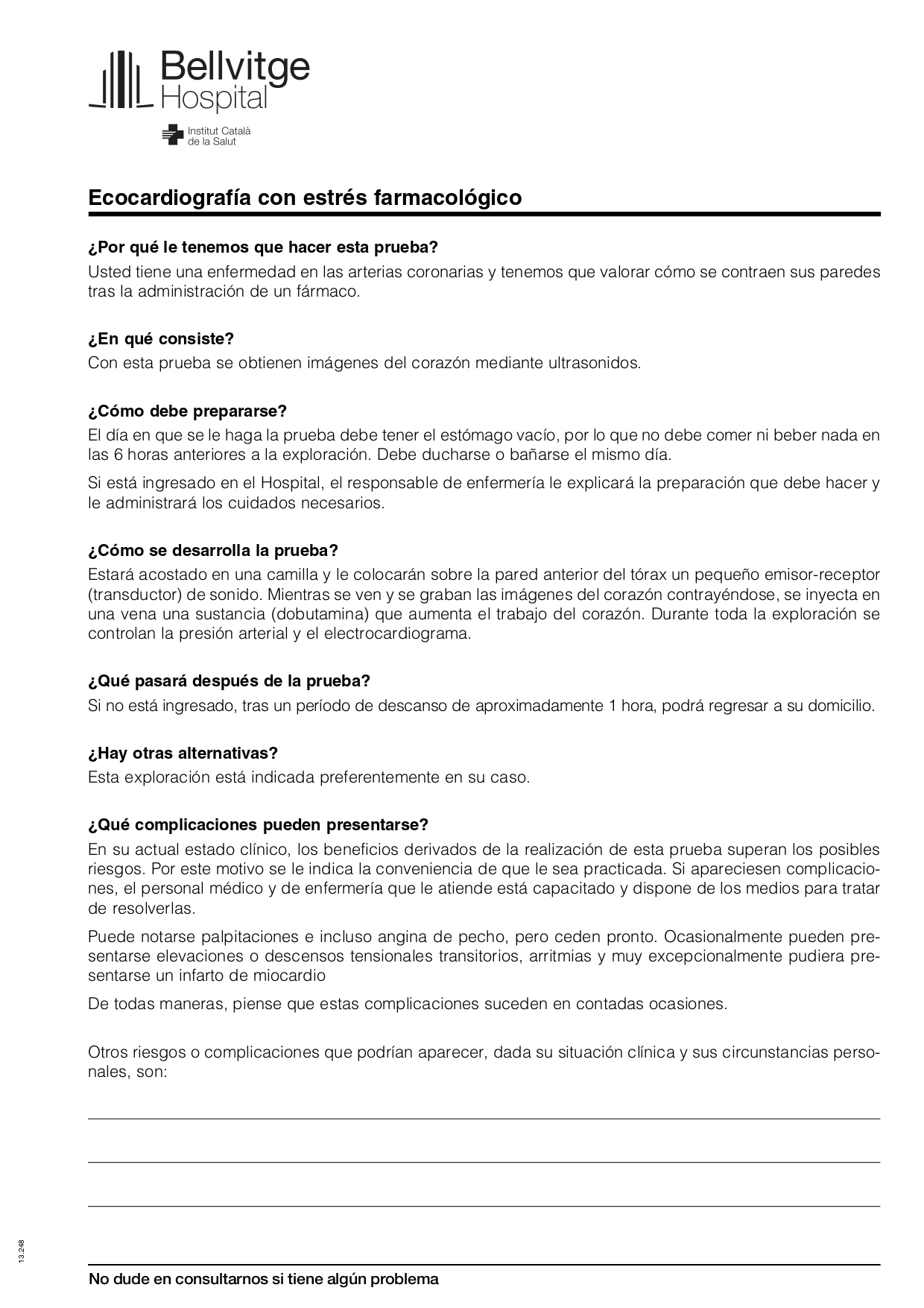 full informatiu Ecocardiografia amb estrès farmacològic castella