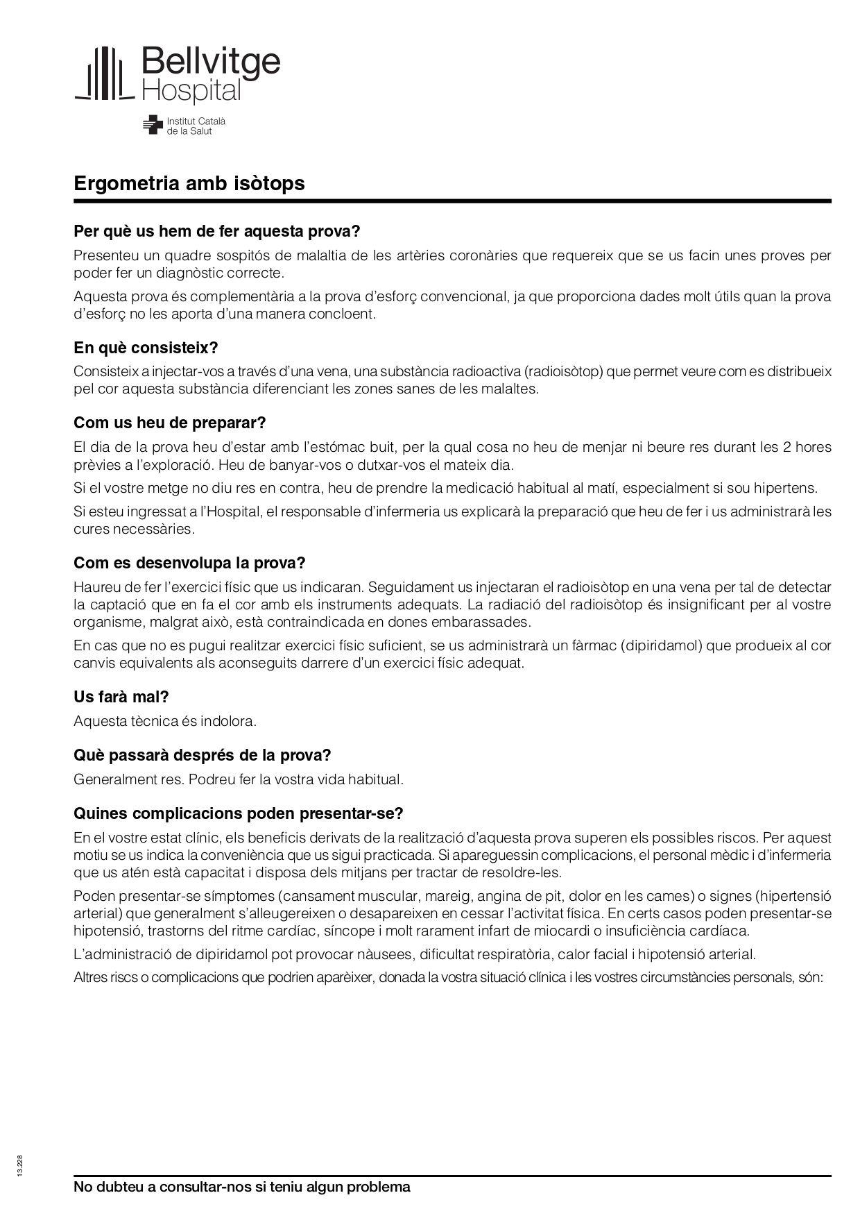 fill informatiu Ergometria amb isòtops