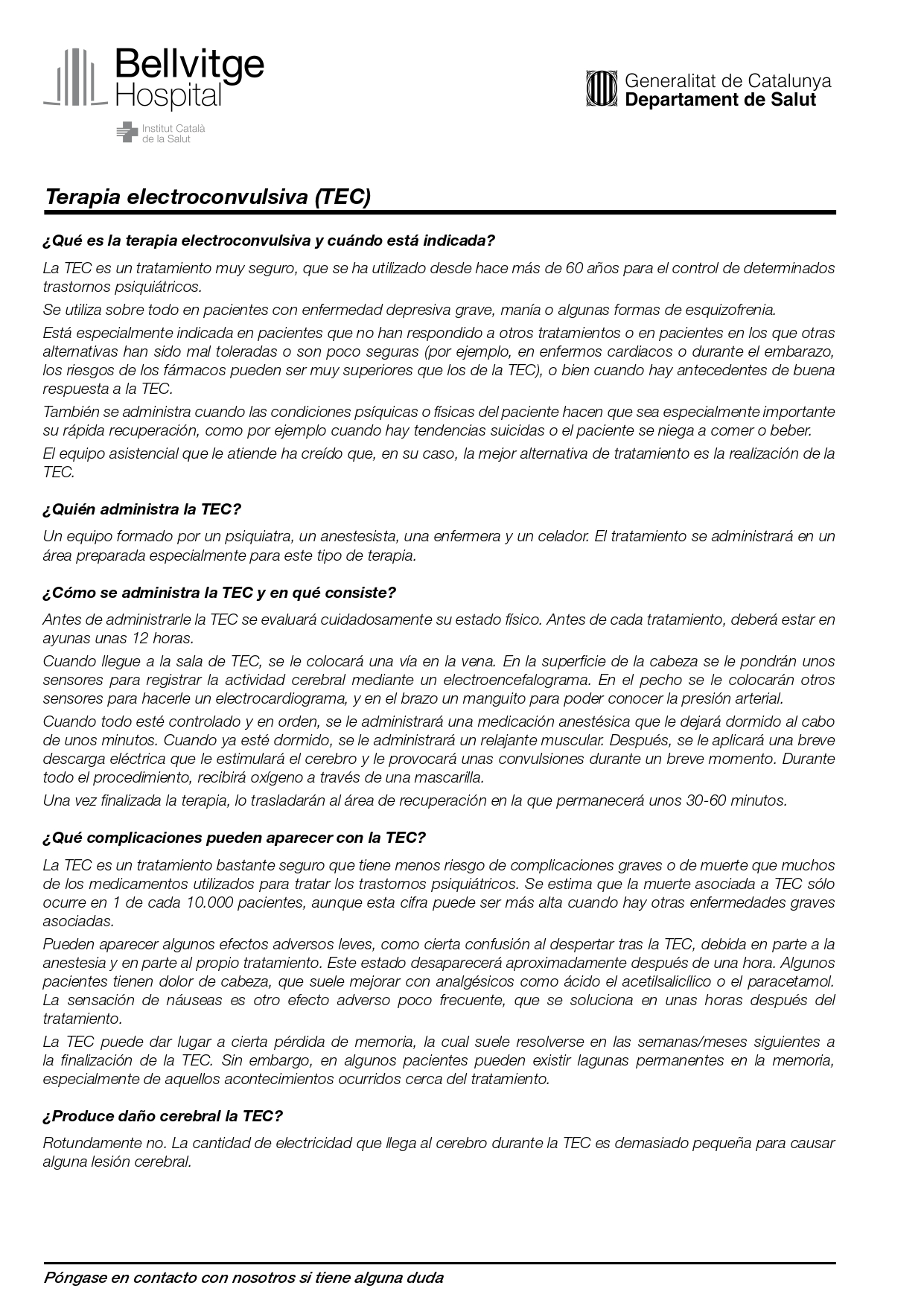 fell informatiu Teràpia electroconvulsiva (TEC)